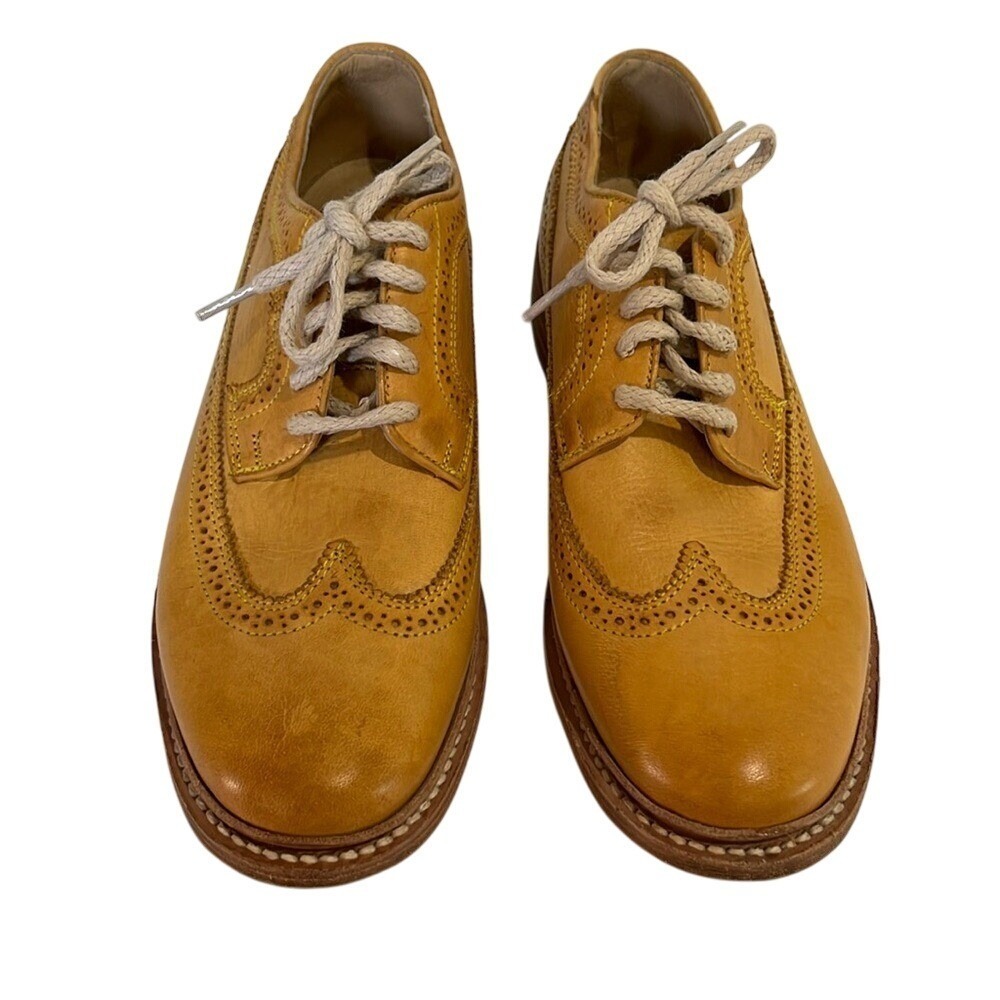Frye Leather Oxford Wingtip Shoes‎ Men's Sz 8 Tan Dress Classic Perforated Laces